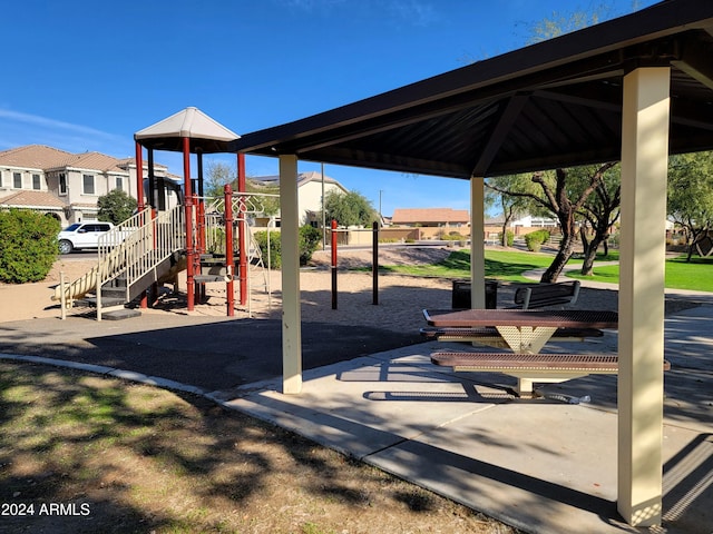 view of playground with a gazebo