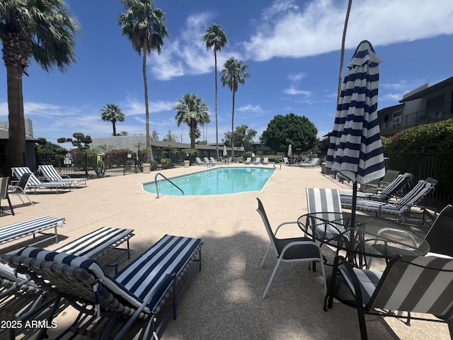 view of pool featuring a patio area