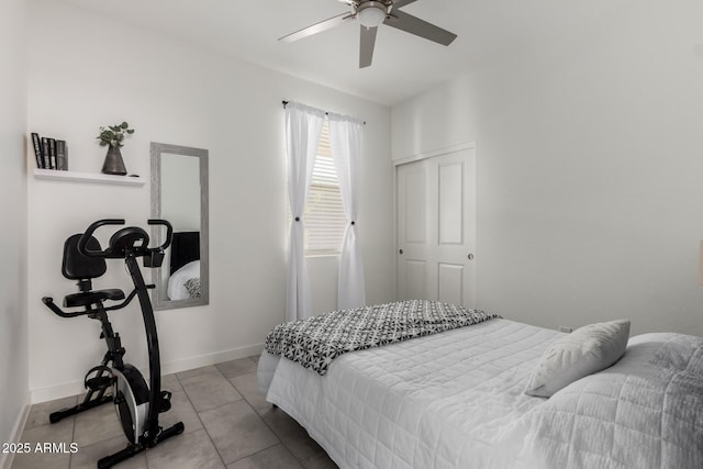 3670 E Sandoval Dr, San Tan Valley, AZ 85140 - bedroom featuring baseboards, ceiling fan, and tile patterned flooring