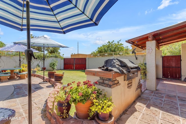 view of patio featuring area for grilling