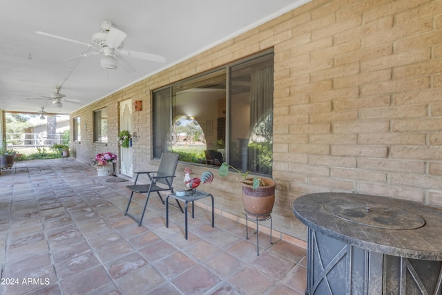 view of patio with ceiling fan