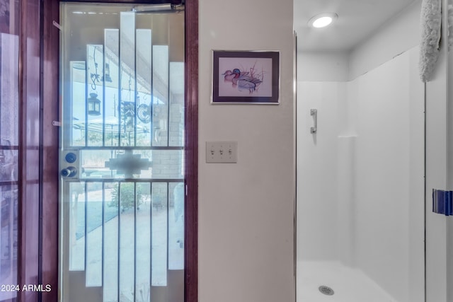 bathroom with a shower