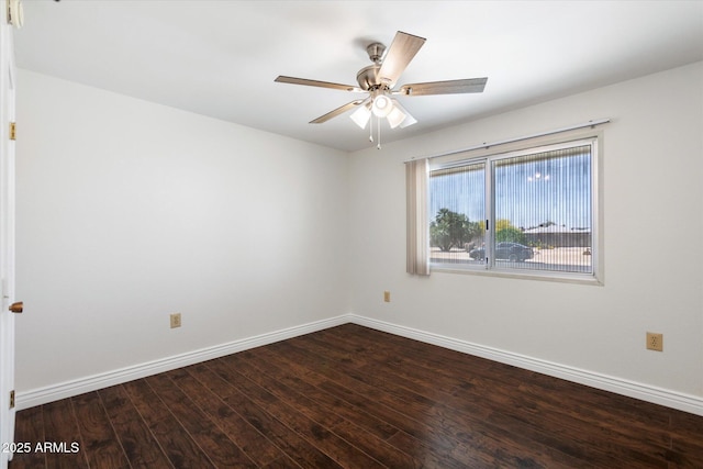 spare room with ceiling fan and hardwood / wood-style floors