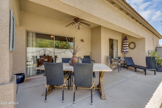 948 E Savannah Dr, Chandler, AZ 85225 - view of patio / terrace featuring a ceiling fan and outdoor dining area