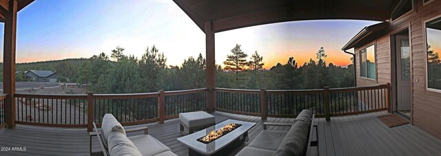 860 W Snow Creek Trl, Show Low, AZ 85901 - wooden deck with an outdoor living space with a fire pit