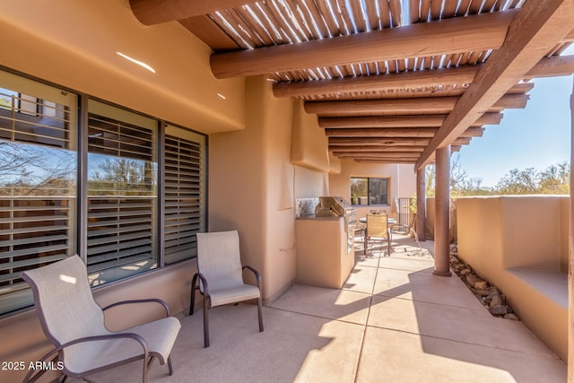 view of patio with an outdoor kitchen