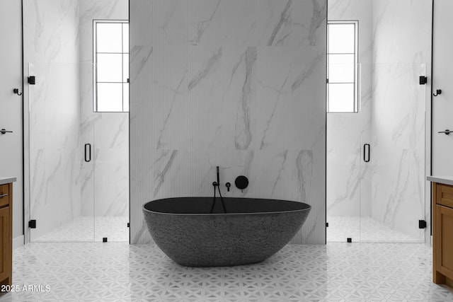 10760 W Golddust Dr, Queen Creek, AZ 85144 - full bath with a soaking tub, vanity, and a marble finish shower