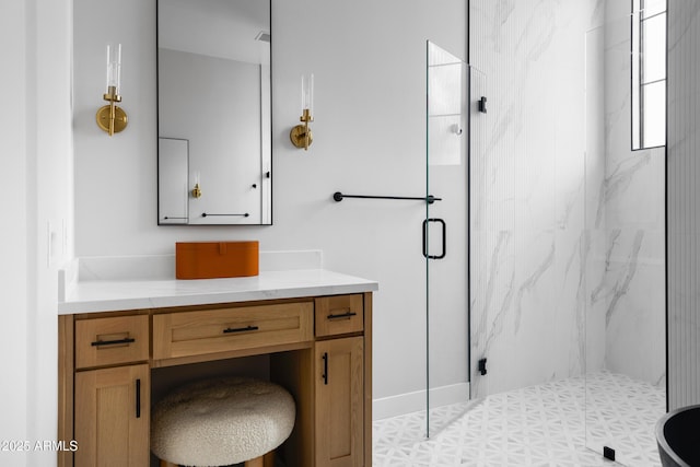 10760 W Golddust Dr, Queen Creek, AZ 85144 - bathroom with vanity and a marble finish shower