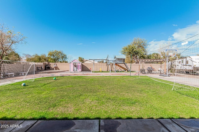 view of yard featuring a playground