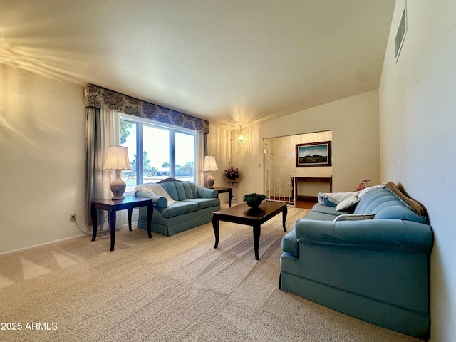 living room featuring carpet flooring