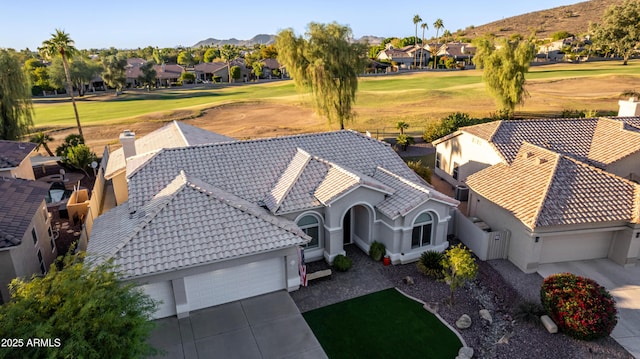 bird's eye view featuring a residential view and golf course view