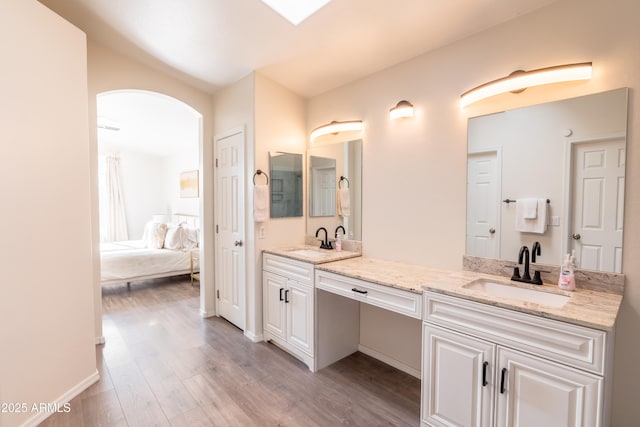 bathroom featuring wood-type flooring and vanity