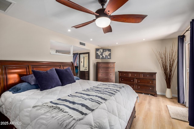 2256 S Las Flores, Mesa, AZ 85202 - bedroom featuring light wood-style floors, recessed lighting, and a ceiling fan