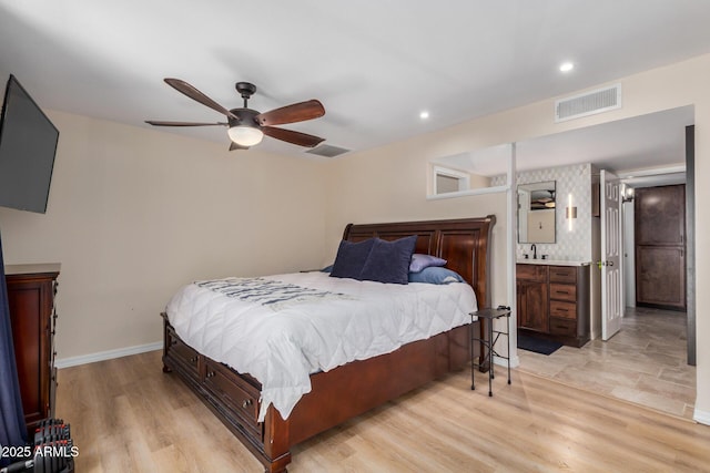 2256 S Las Flores, Mesa, AZ 85202 - bedroom featuring light wood finished floors, a ceiling fan, and recessed lighting