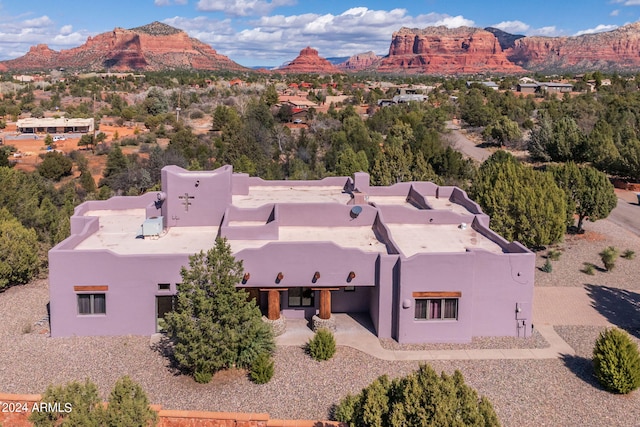 drone / aerial view with a mountain view