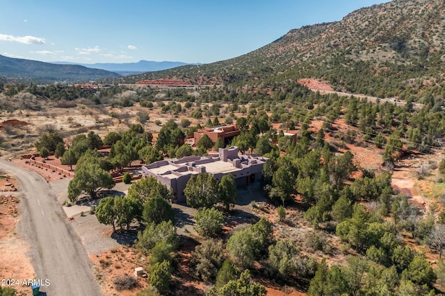 birds eye view of property featuring a mountain view