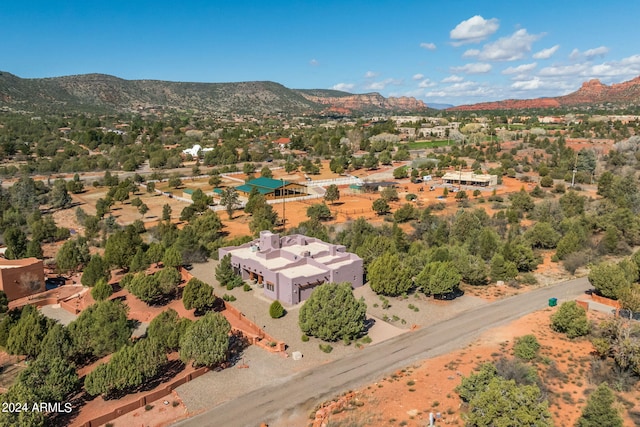 birds eye view of property with a mountain view