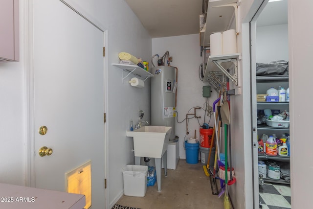 laundry room with water heater