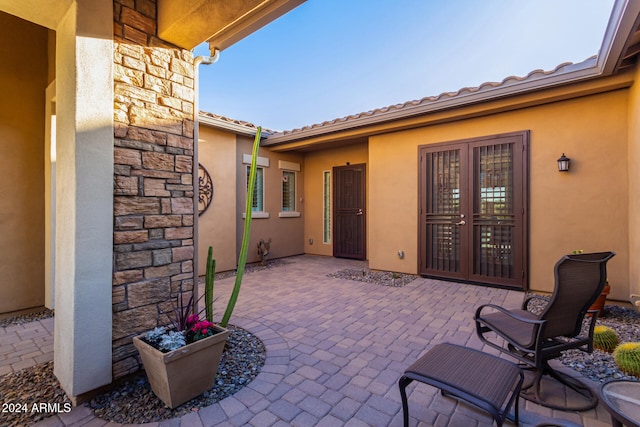 view of patio / terrace featuring french doors