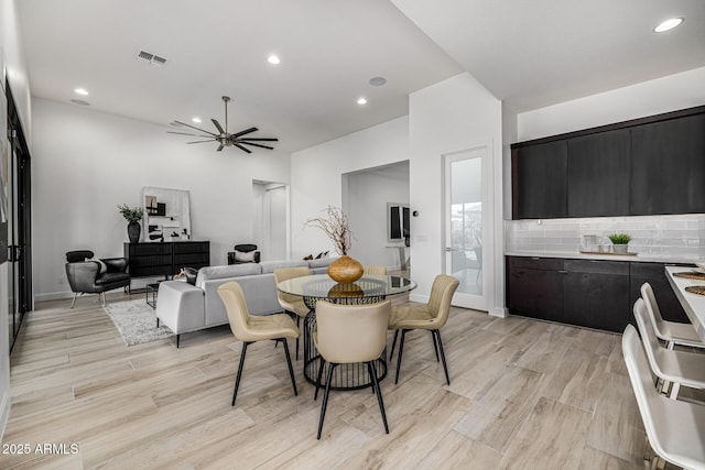 3822 E Canyon Pl, Chandler, AZ 85249 - dining area with recessed lighting, light wood finished floors, and ceiling fan
