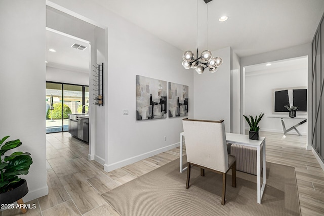 3822 E Canyon Pl, Chandler, AZ 85249 - dining space with a chandelier, light wood-style floors, and recessed lighting