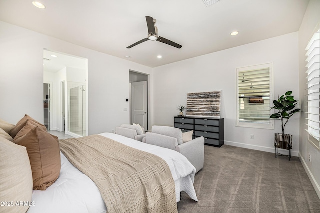 3822 E Canyon Pl, Chandler, AZ 85249 - carpeted bedroom featuring multiple windows, recessed lighting, and a ceiling fan