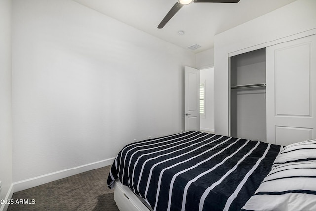3822 E Canyon Pl, Chandler, AZ 85249 - carpeted bedroom with a closet and a ceiling fan