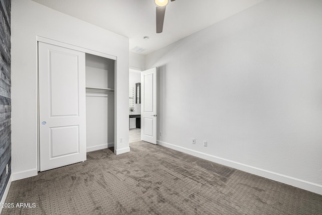 3822 E Canyon Pl, Chandler, AZ 85249 - unfurnished bedroom featuring a closet, carpet, and ceiling fan