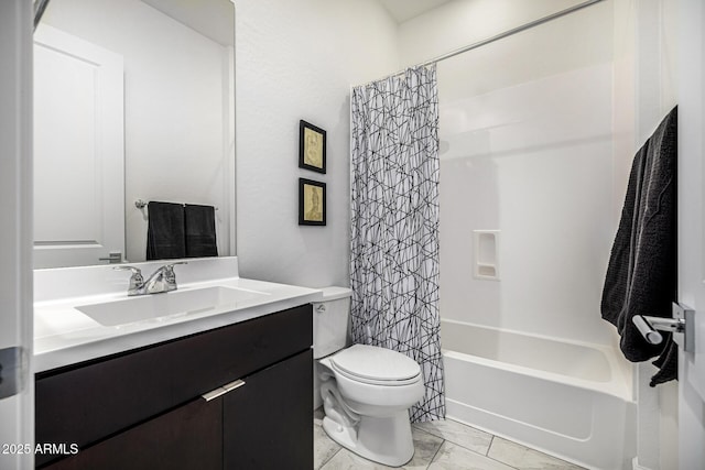 3822 E Canyon Pl, Chandler, AZ 85249 - full bath featuring vanity, shower / bath combo, and marble finish floors