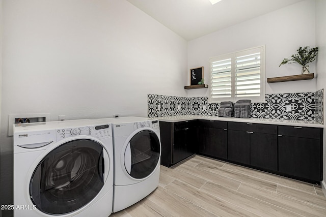 3822 E Canyon Pl, Chandler, AZ 85249 - laundry area featuring washer and dryer, cabinet space, and light wood finished floors