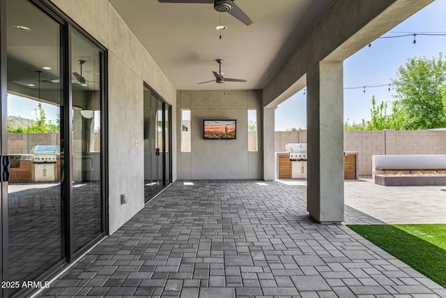 3822 E Canyon Pl, Chandler, AZ 85249 - view of patio featuring area for grilling and a ceiling fan