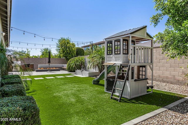 3822 E Canyon Pl, Chandler, AZ 85249 - fenced backyard with a playground