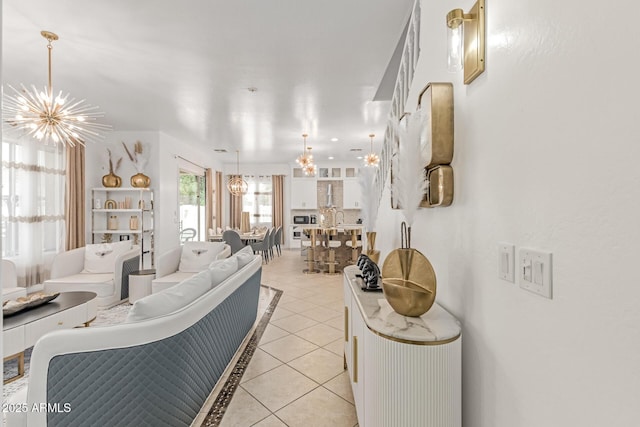 84 E Joseph Way, Gilbert, AZ 85295 - living room featuring a chandelier and light tile patterned floors