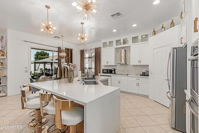 84 E Joseph Way, Gilbert, AZ 85295 - kitchen featuring appliances with stainless steel finishes, a chandelier, light tile patterned floors, and recessed lighting