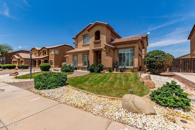 84 E Joseph Way, Gilbert, AZ 85295 - mediterranean / spanish-style home with a tile roof, stucco siding, and a residential view