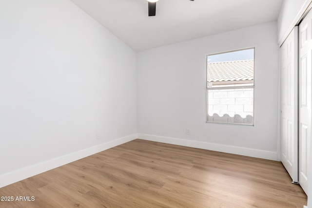 5125 W Wickiup Ln, Glendale, AZ 85308 - unfurnished bedroom with baseboards, light wood-style floors, a closet, and ceiling fan