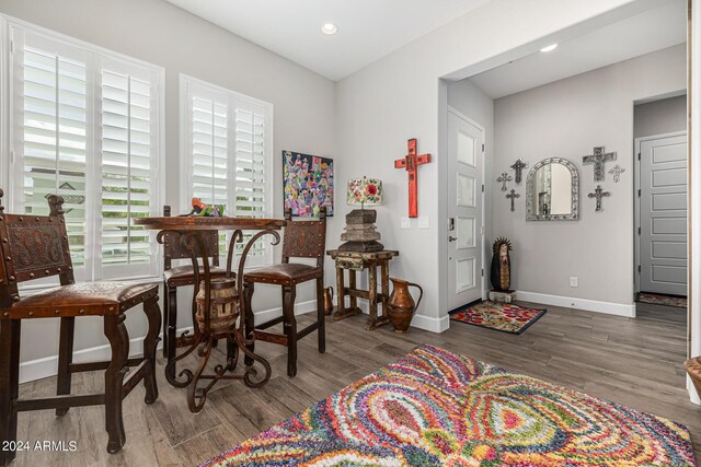 sitting room featuring dark hardwood / wood-style flooring