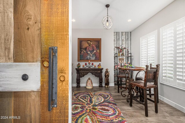 interior space with hardwood / wood-style floors