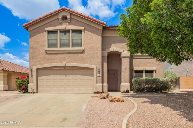10566 E Bogart Ave, Mesa, AZ 85208 - view of front of house with stucco siding, an attached garage, driveway, and a tile roof