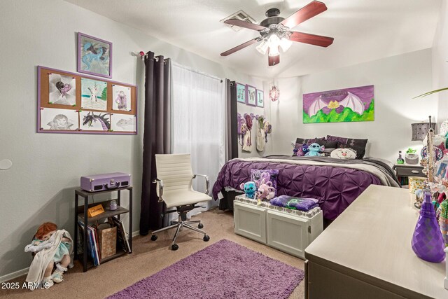 10566 E Bogart Ave, Mesa, AZ 85208 - bedroom with light colored carpet, ceiling fan, and baseboards