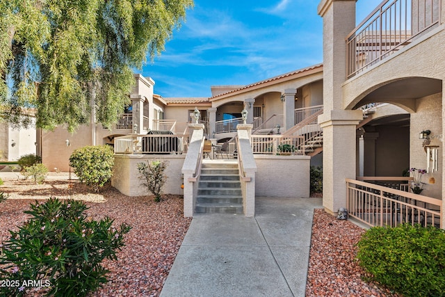 exterior space featuring stairs