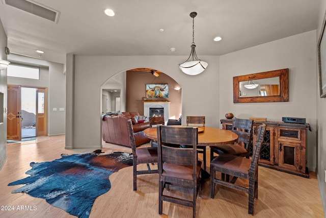 dining space featuring light hardwood / wood-style flooring