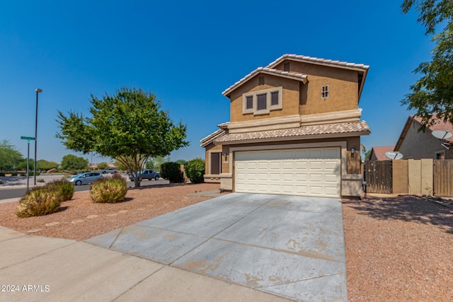 view of front property with a garage