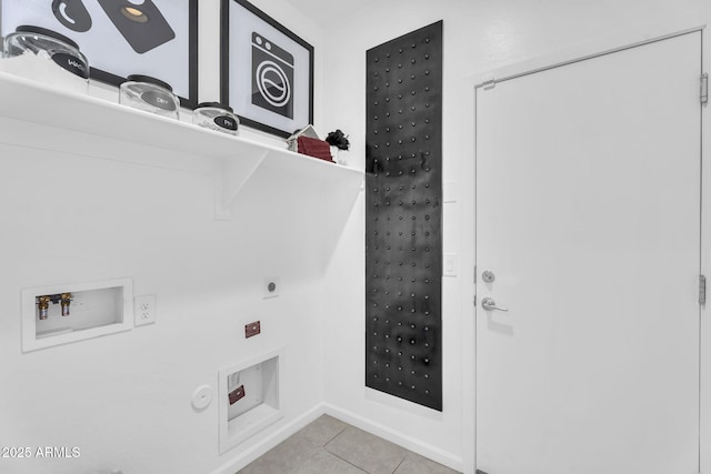 3309 E Malibu Dr, San Tan Valley, AZ 85143 - laundry area with hookup for an electric dryer, gas dryer hookup, light tile patterned floors, washer hookup, and laundry area