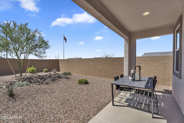 3309 E Malibu Dr, San Tan Valley, AZ 85143 - view of patio / terrace with a fenced backyard and outdoor dining area