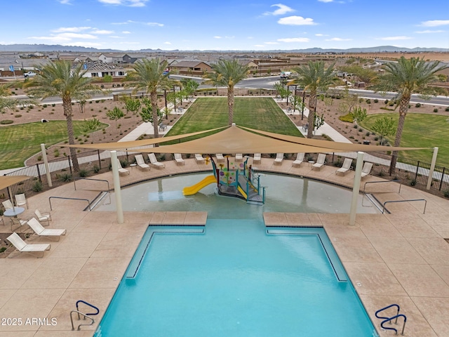 3309 E Malibu Dr, San Tan Valley, AZ 85143 - pool featuring a mountain view and fence