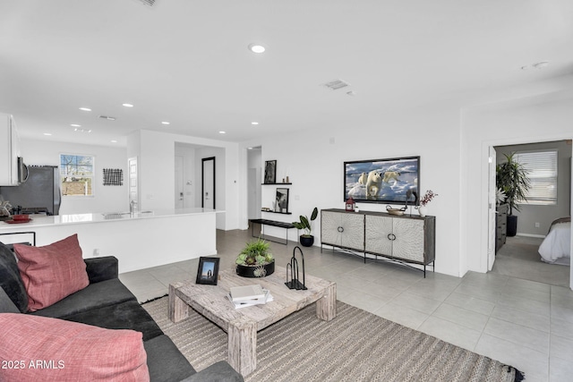 3309 E Malibu Dr, San Tan Valley, AZ 85143 - living area featuring visible vents, recessed lighting, and light tile patterned flooring