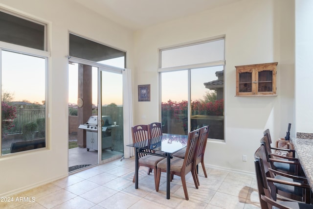 view of tiled dining area