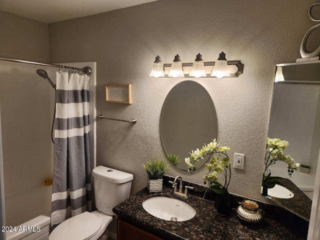 full bathroom featuring vanity, toilet, and shower / bath combo with shower curtain