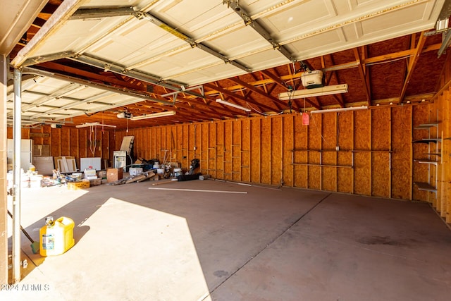 garage with a garage door opener